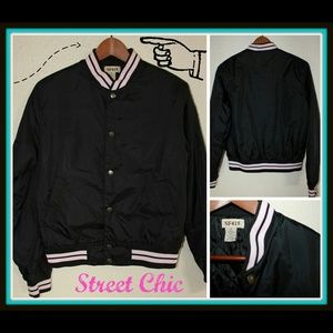 Black and Pink Bomber Jacket