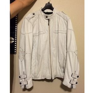 Mens White leather affliction jacket
