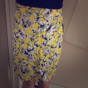Yellow floral pencil skirt