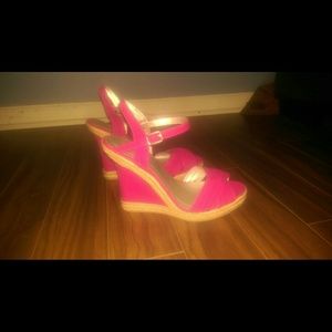 Pink, wedge sandals