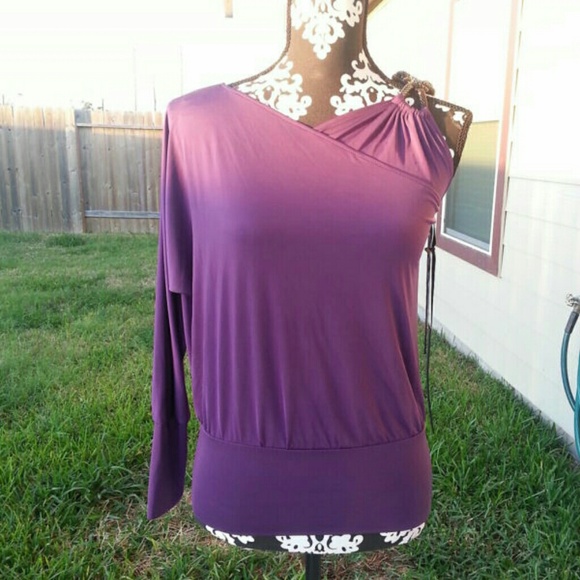 bebe Purple One Shoulder Chain Top Blouse Shirt XS