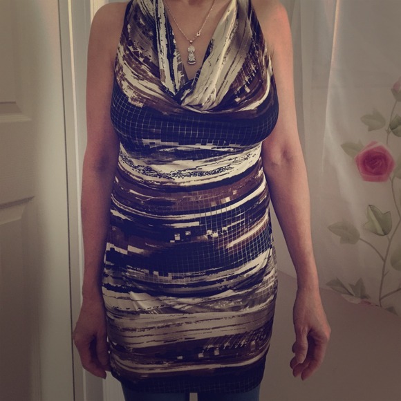 Multi brown line shade dress