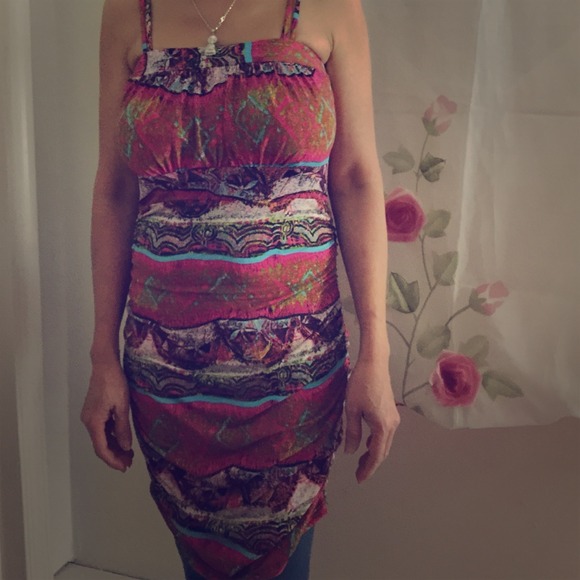 Multi color spaghetti string dress