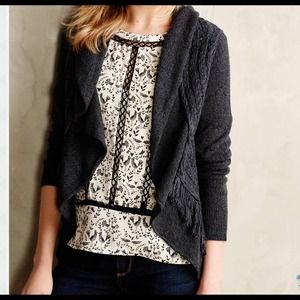 Anthropologie Fringed Circle Cardigan