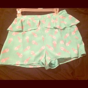 High waist peplum shorts cute milkshake print!