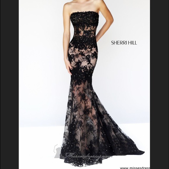 Long Black Sherri Hill dress. Style# 11084