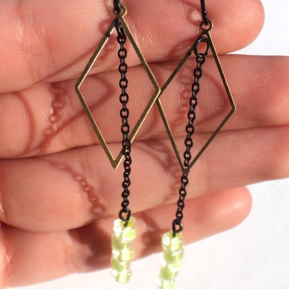 Vintage stock findings glass bead earrings