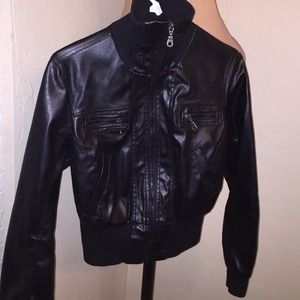 Miley Cyrus Max Azria faux leather jacket