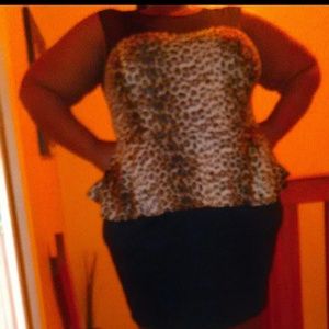 Leopard and black ruffle dress