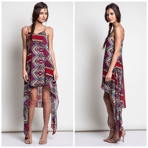 ❌SOLD OUT ❌ Boho assymertrical slip dress - Picture 2 of 3