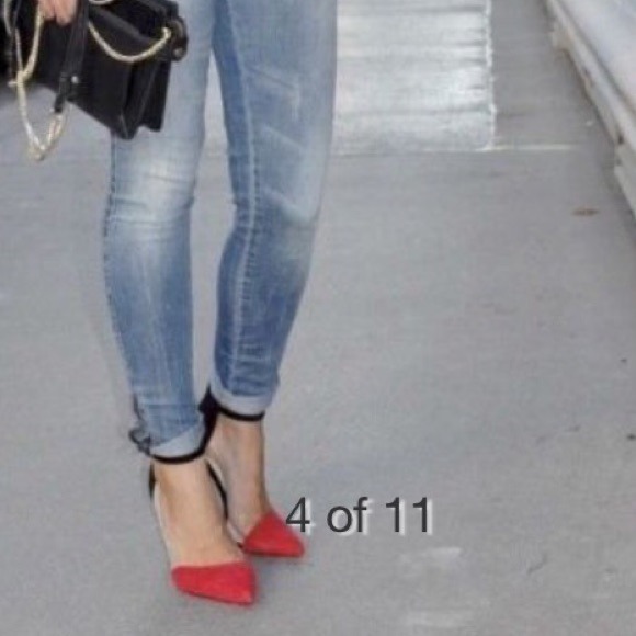 Zara Black Red Pointed Heels - Picture 2 of 4