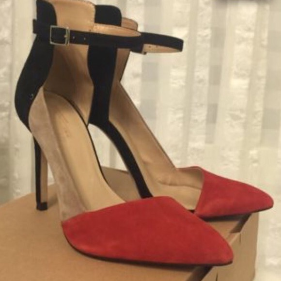 Zara Black Red Pointed Heels - Picture 3 of 4