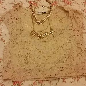 Lace cream crop top