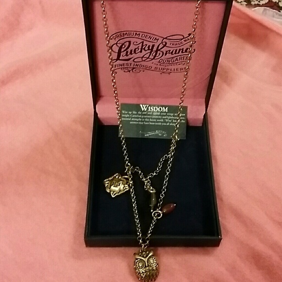 Lucky Brand Wise Owl Charm Necklace with the box