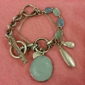 Awesome Boho Bracelet Silver Tone & Blue Stones