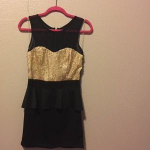 Gold and black dress peplum