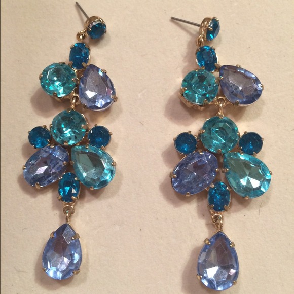 Blue jeweled earrings
