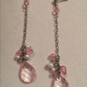Pink jeweled earrings