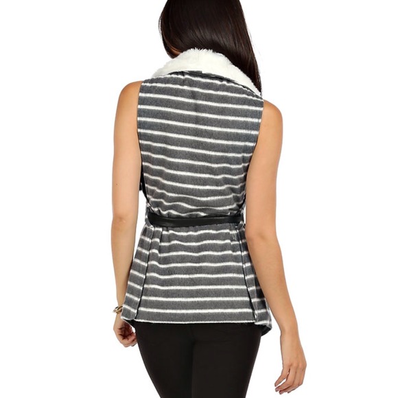 LOWEST "One Faux All" Fur Striped Vest - Picture 3 of 4