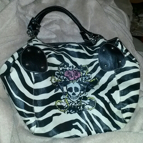 Zebra print and skull purse