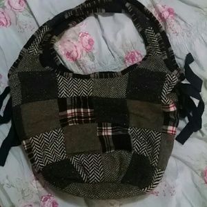 Flannel patchwork tote bag