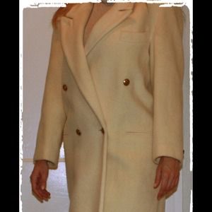 Women's Wool Off -white long jacket .