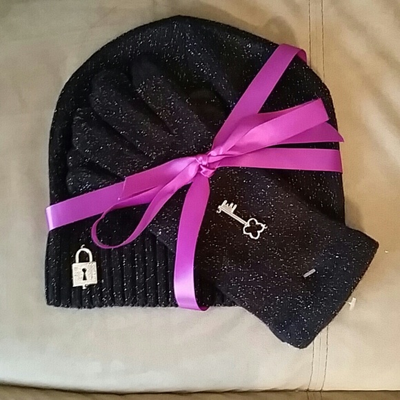 FINAL PRICE JEWELED LOCK AND KEY HAT/GLOVE SET