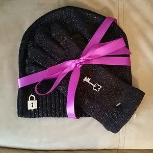 FINAL PRICE JEWELED LOCK AND KEY HAT/GLOVE SET