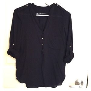Black and gold button blouse