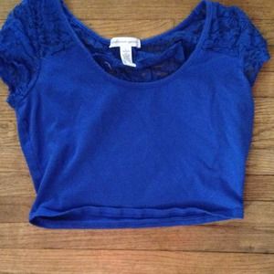 Dark blue Crop top with lace Size S