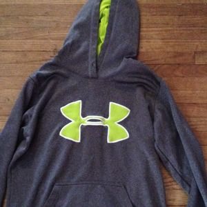 Gray and green under armour hoodie Size S