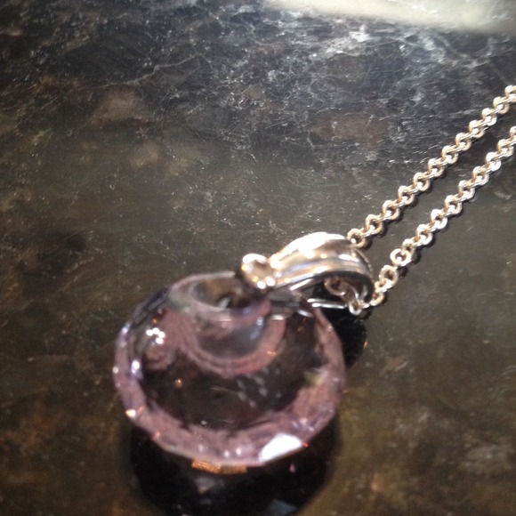 Silver neckless with Amethyst, Crystal pendent.