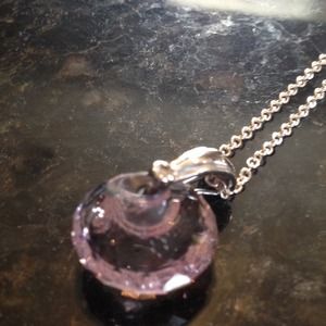 Silver neckless with Amethyst, Crystal pendent.