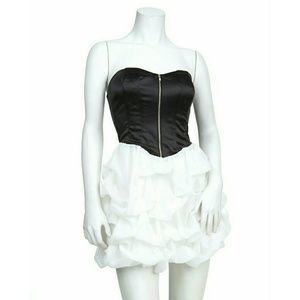 2b bebe Lace Up Corset Bustier White Bubble Dress