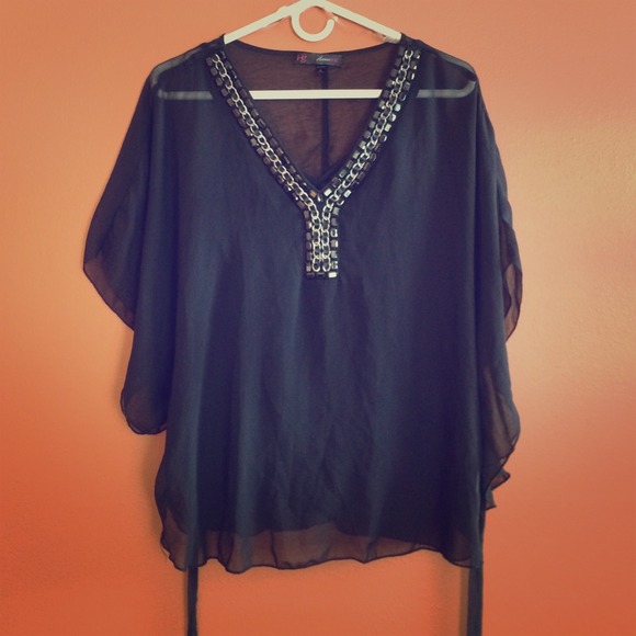 Sheer sexy black sequin top