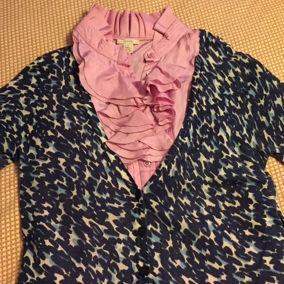 Silk JCrew ruffle front shell