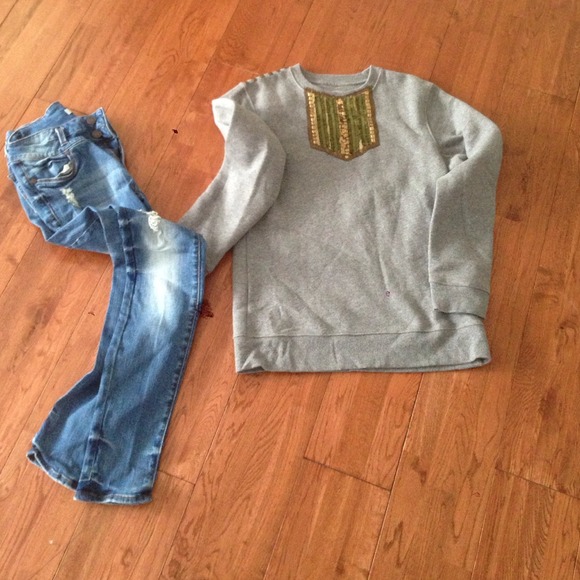 Grey embellished sweatshirt