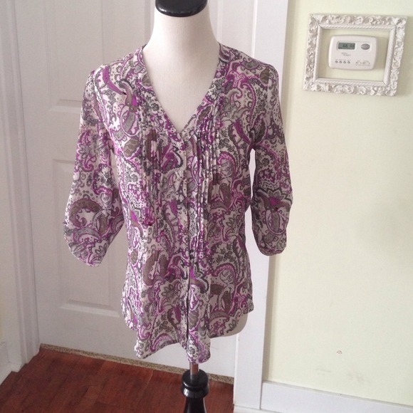 Gap chiffon peasant top purple paisley