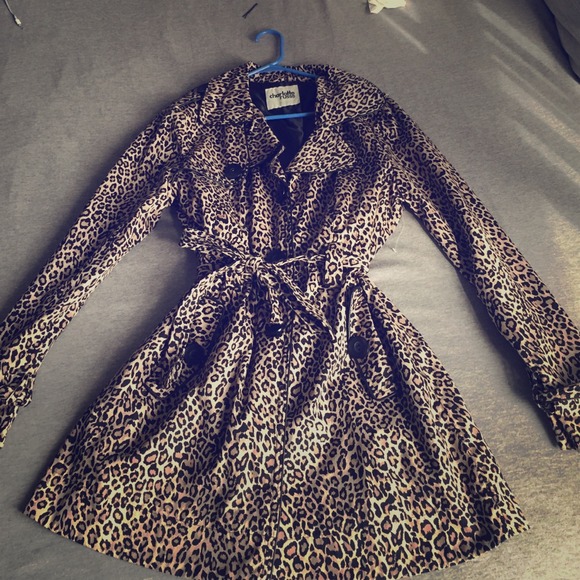 Leopard trench coat.