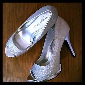 Silver Sparkly Rampage Heels 8.5