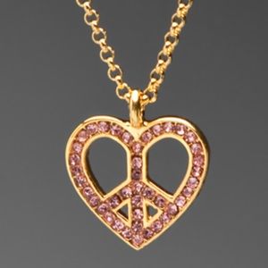 Juicy Couture Peace & Love pink/gold necklace.