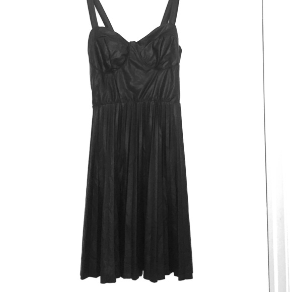 Black leather pleated dress for cheap!