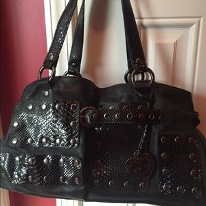 Black Bebe faux snakeskin purse
