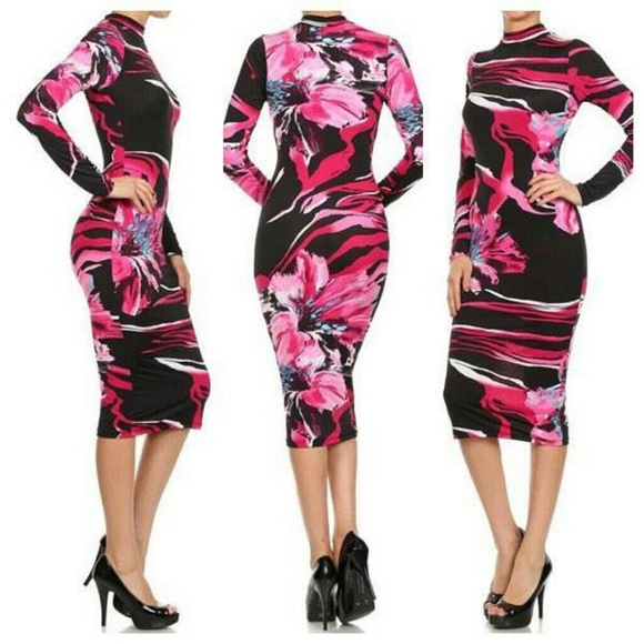 Nice short dress long sleeve in print venezia