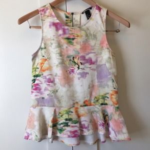 Pastel Print Peplum Tank