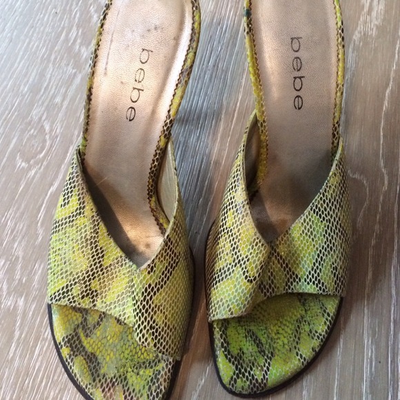 SOLD Bebe snake inspired slip on heels. - Picture 1 of 3