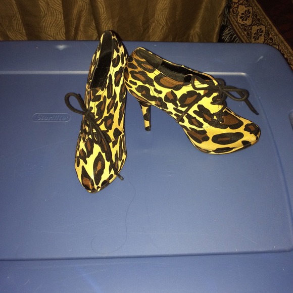 Cheetah print booties