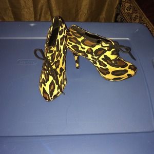 Cheetah print booties