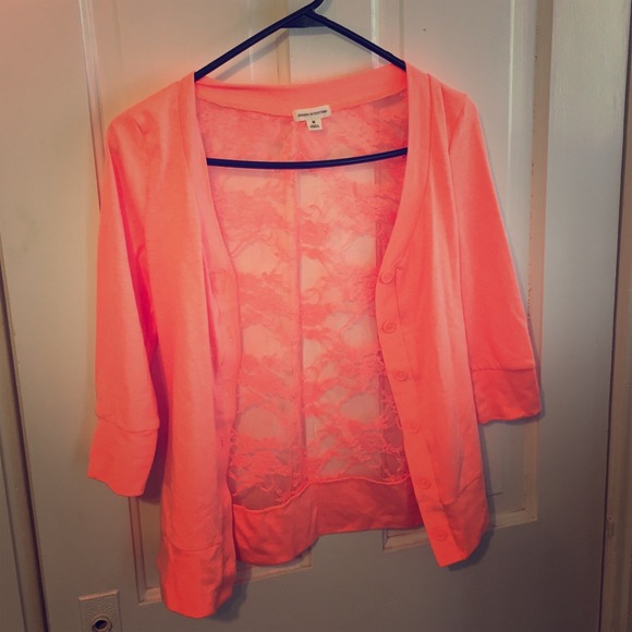 Medium vibrant orange button up cardigan! - Picture 1 of 4