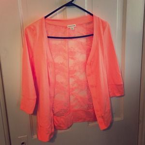 Medium vibrant orange button up cardigan!